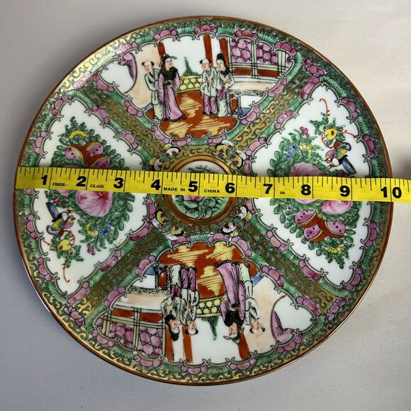 China Famille Rose porcelain Plate hand Painted Flower people Marked antique - Picture 6 of 6